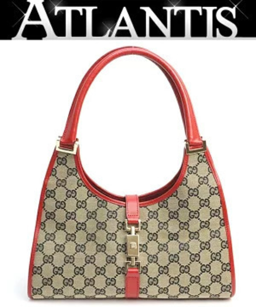 Gucci Jackie handbag canvas leather red